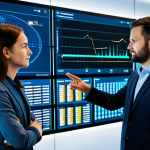 A team of diverse professional engineers and data analysts, fully clothed in professional business attire, modest clothing, collaborating intensely around a dynamic, holographic display in a high-tech energy control center. The display shows a detailed, real-time smart grid network with data streams and visualizations of renewable energy integration. The environment is sleek and modern, bathed in soft, intelligent lighting, with large screens in the background showcasing energy flows and network health. Perfect anatomy, correct proportions, natural pose, well-formed hands, proper finger count, natural body proportions, high detail, professional photography, safe for work, appropriate content, fully clothed, professional.