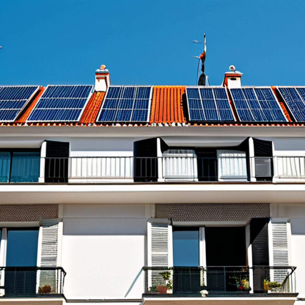 Energy Efficiency in Lisbon**
"A modern Lisbon apartment building, fully clothed residents looking at tablets displaying energy usage data, solar panels on the roof, smart meters visible, appropriate attire, safe for work, perfect anatomy, natural proportions, professional photography, high quality, showcasing energy efficiency, family-friendly, modest clothing, daytime, clear skies."
**