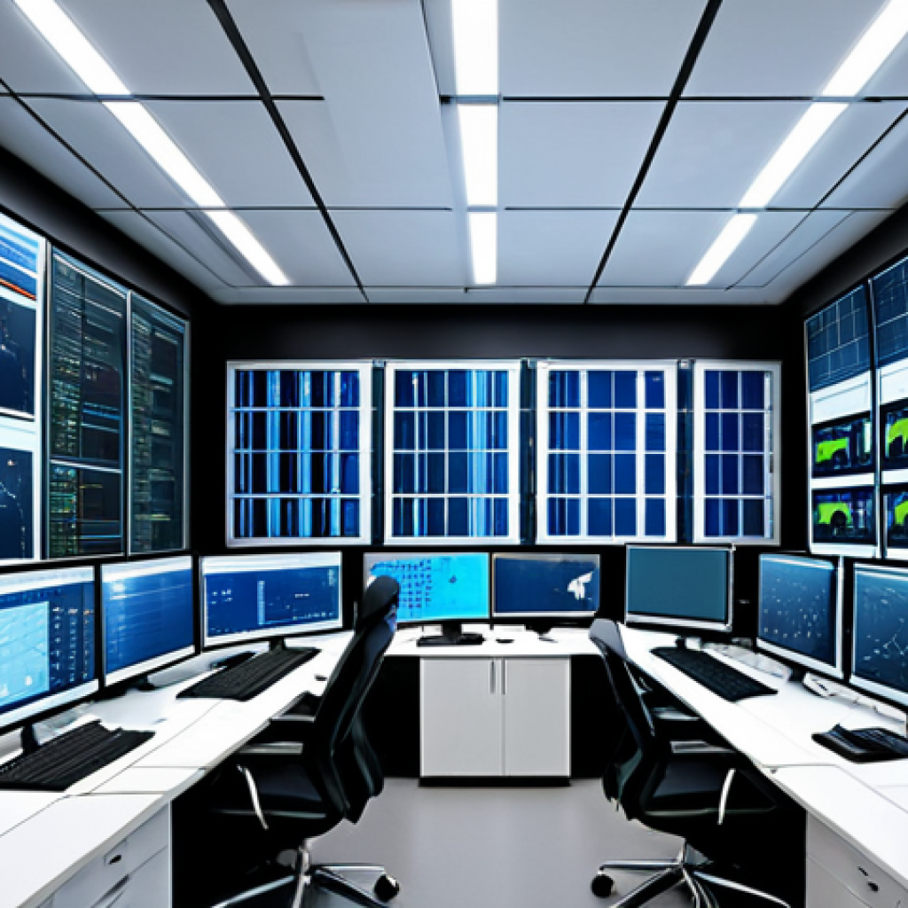 스마트 그리드 기술에 대한 연구 및 개발 현황 - Smart Grid Control Center**

"A bustling control center for a smart grid, featuring large monitors d...
