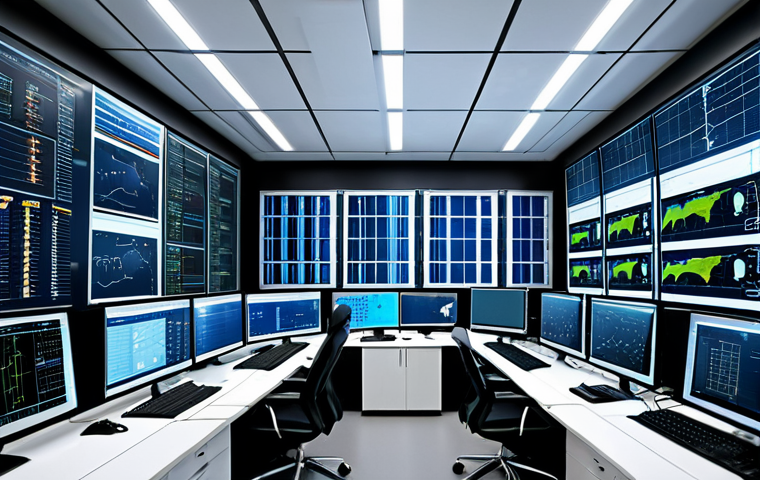 스마트 그리드 기술에 대한 연구 및 개발 현황 - Smart Grid Control Center**

"A bustling control center for a smart grid, featuring large monitors d...