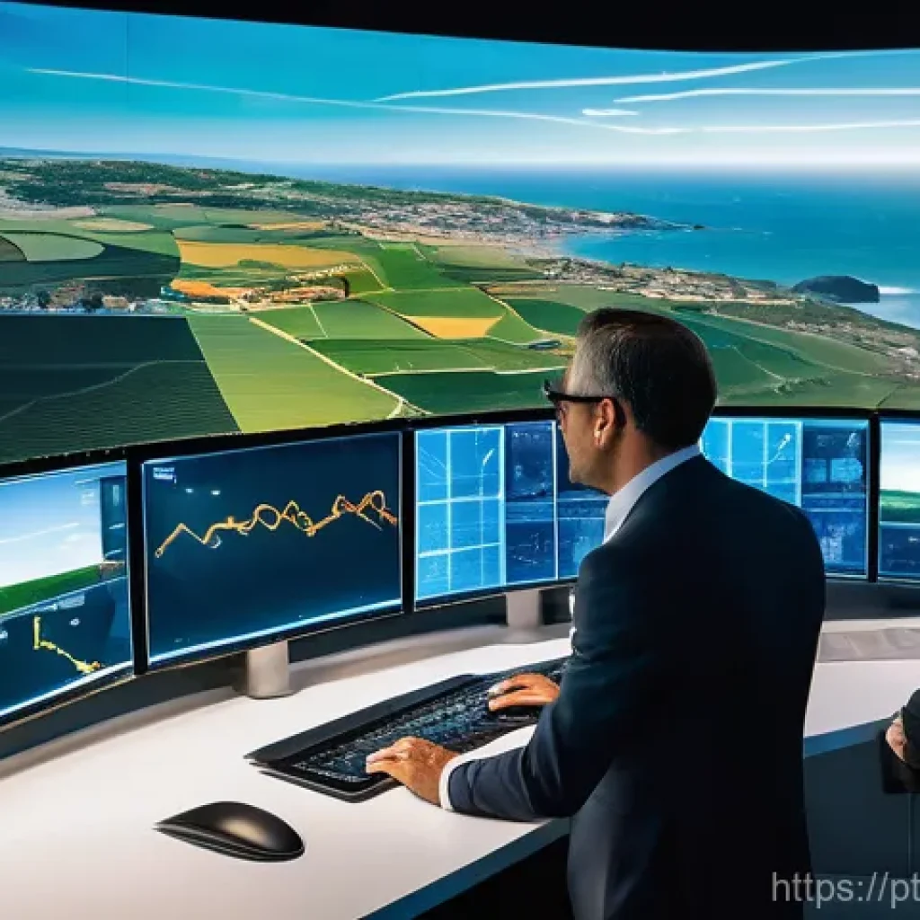 스마트 그리드와 에너지 인프라의 혁신적 변화 - **Prompt:** An ultra-modern energy control room, bathed in soft, cool blue and green ambient lightin...