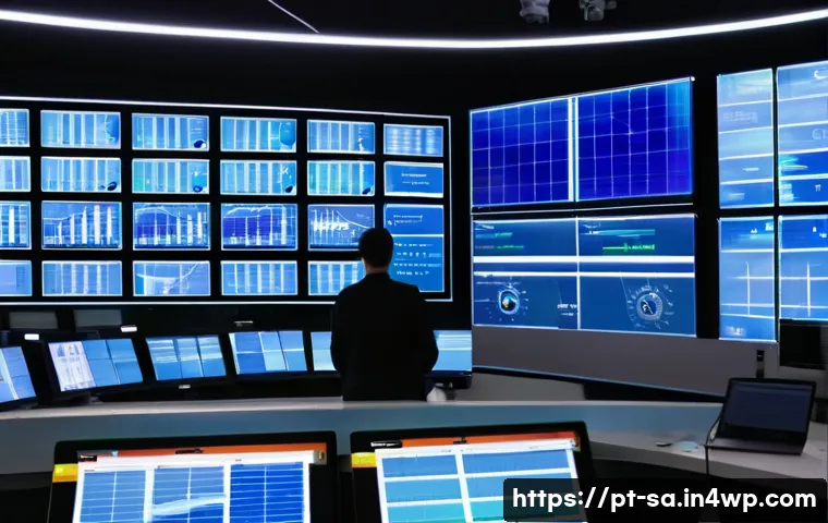 스마트 그리드와 전력망의 모니터링 시스템 - A high-tech smart energy grid control room in Brazil, featuring large digital screens displaying rea...