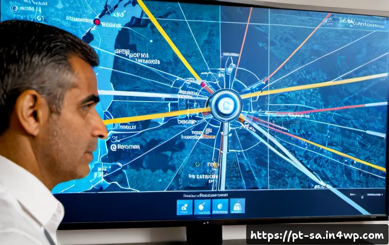 Home 17 스마트 그리드에서의 데이터 보안 문제 - Photorealistic smart grid cybersecurity control room in Portugal, middle-aged utility engineer monit...